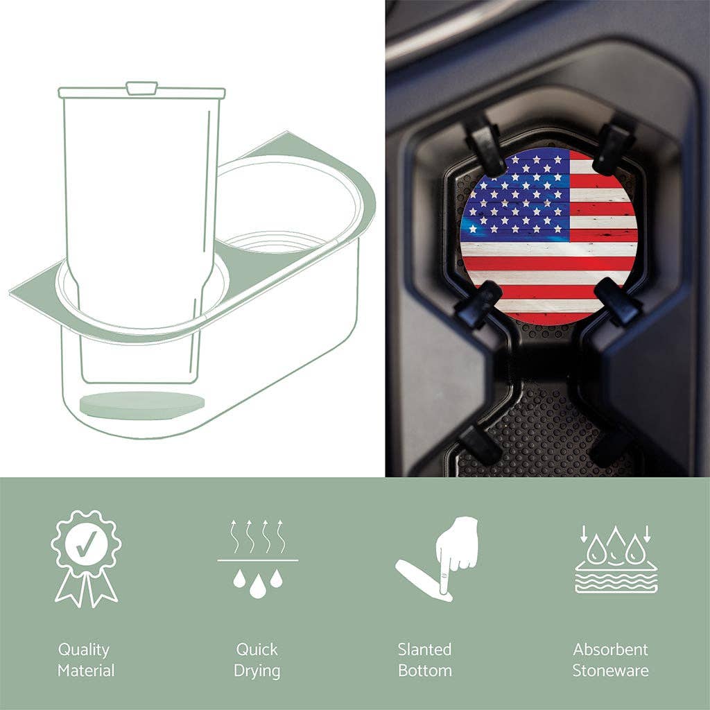 American Flag Car Coaster Set