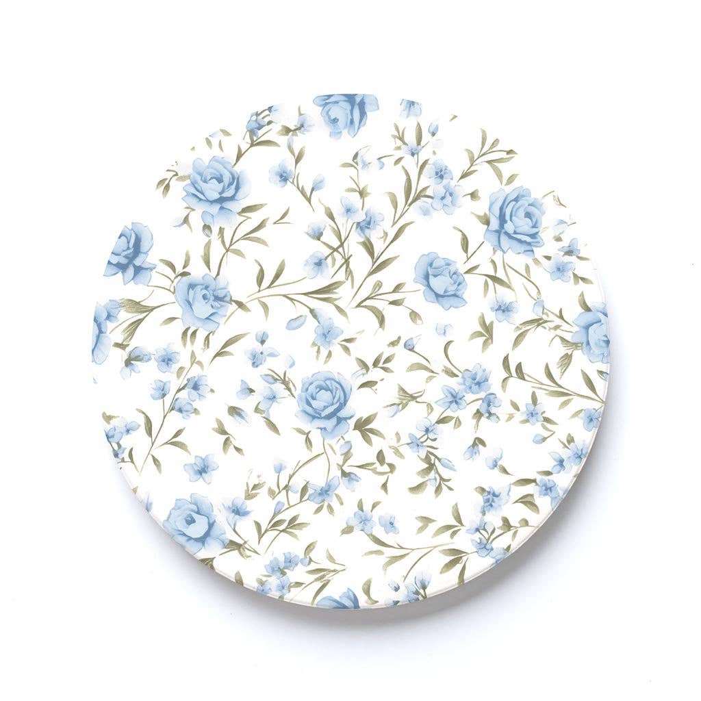 Chinoiserie Chic Rose Floral Pattern Car Coaster Set
