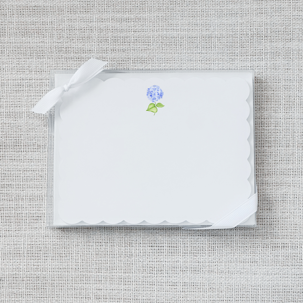 Blue Hydrangea Flat Notecard - Set of 15