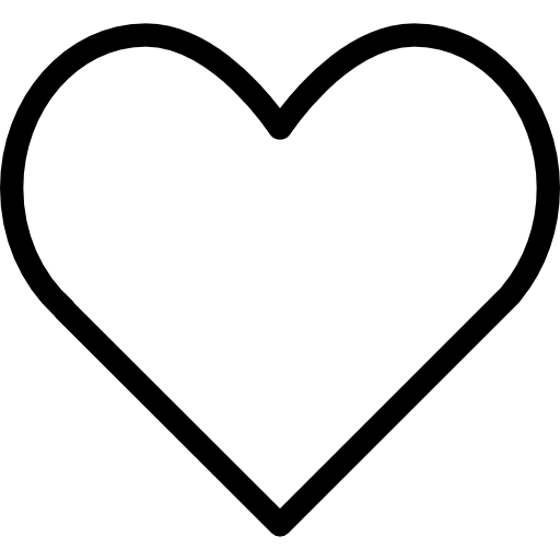 Black heart outline on a white background